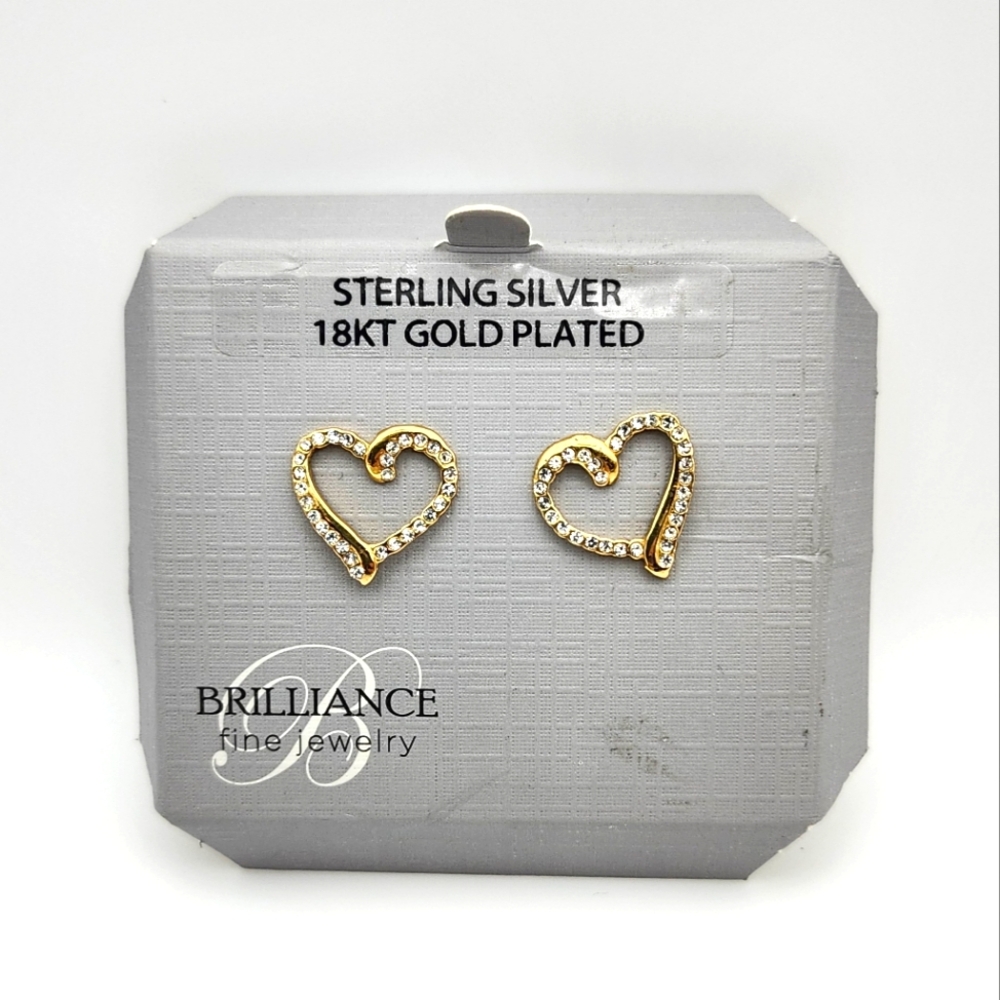 Brilliance 18k Gold Plated Heart Earrings NWT